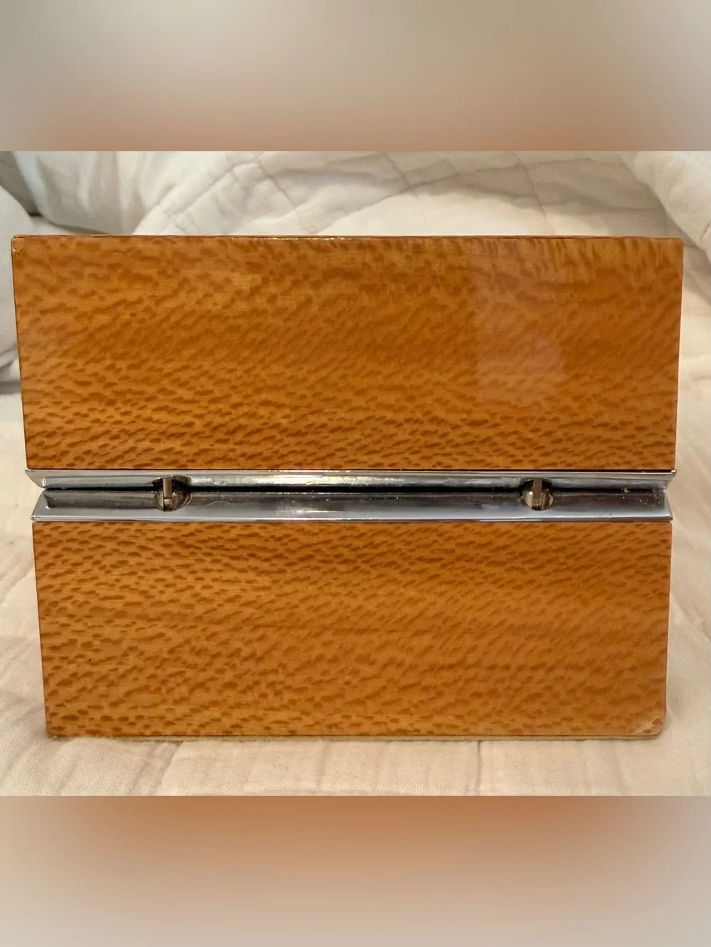 Original Concord Watch Co 382 8-Day Folding Travel Alarm Clock Box Burl Wood